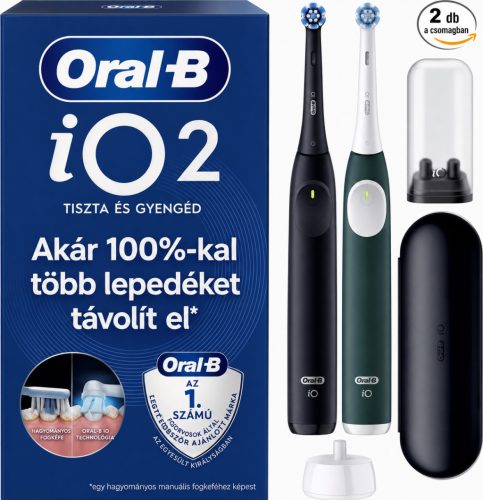 Oral-B iO2 Elektromos Fogkefe Készlet – 2 Markolat, Night Black & Forest Green