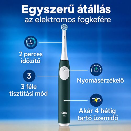 Oral-B iO2 Elektromos Fogkefe Készlet – 2 Markolat, Night Black & Forest Green