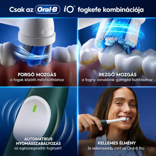 Oral-B iO2 Elektromos Fogkefe Készlet – 2 Markolat, Night Black & Forest Green