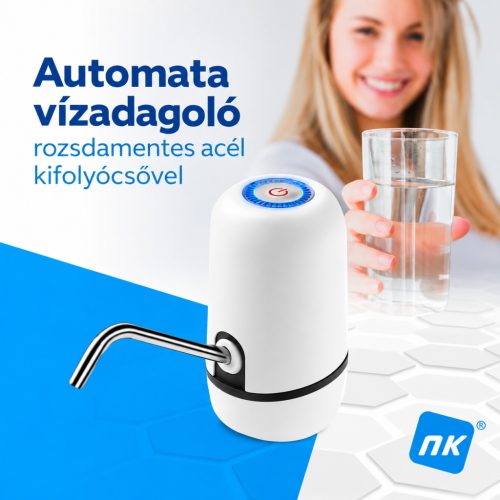 NK automata vízadagoló – USB-töltés, 1200 mAh, fehér