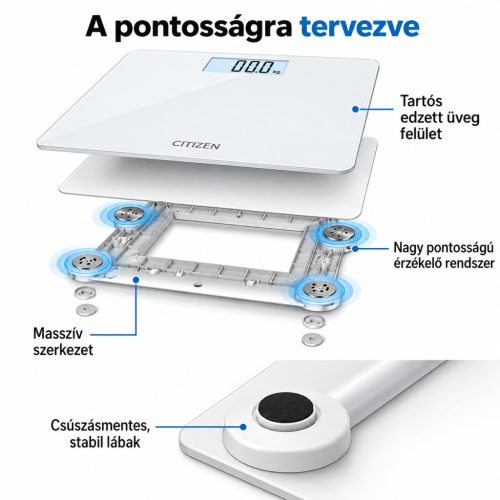 CITIZEN személymérleg – LCD kijelzővel és memóriafunkcióval