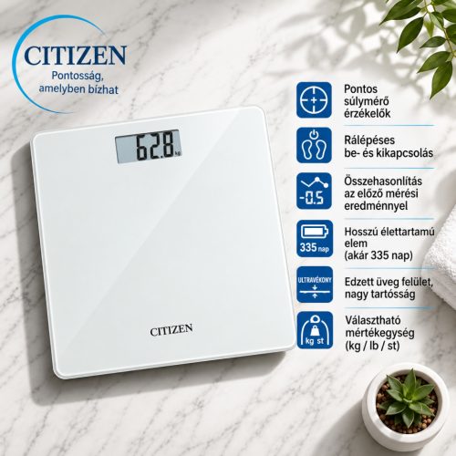 CITIZEN személymérleg – LCD kijelzővel és memóriafunkcióval
