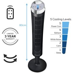   Honeywell QuietSet toronyventilátor (5 sebességbeállítás, 75°-os oszcilláló, időzítő,távirányító (HY254)-Használt