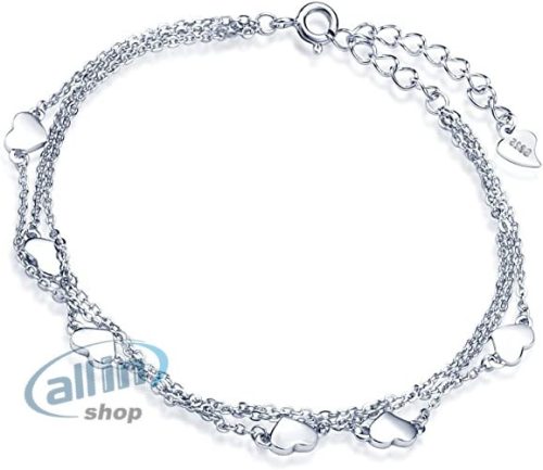 Yumilok 925 Sterling Silver női szívek 3 szálas karkötő