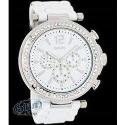   Oozoo Strass női karóra műanyag szíjjal, 45 mm fehér/ezüst C6235
