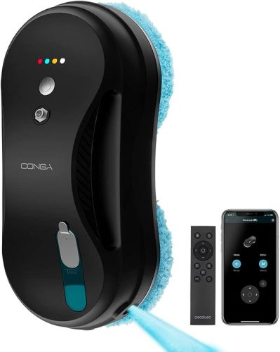 Cecotec Conga Windroid 890 SprayWater Smart 08059 ablakporszívó robot, 3 az 1-ben, alkalmazásvezérlés, távirányító, fekete-HASZNÁLT