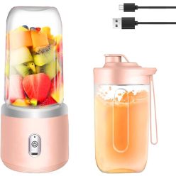   UQTUKO hordozható turmixgép, 400 ml-es turmixkészítő utazási fedéllel Fresh Juice Mixer USB mini mixer 6 pengés 