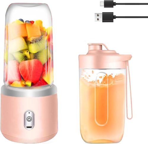 UQTUKO hordozható turmixgép, 400 ml-es turmixkészítő utazási fedéllel Fresh Juice Mixer USB mini mixer 6 pengés 