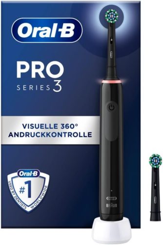 Oral-B PRO 3 3000 elektromos fogkefe, 2 CrossAction pótfogkefefejjel, fekete