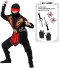 Widmann Milano gyerek ninja jelmez (piros–fekete) fegyverkészlettel