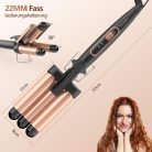 BESTOPE MIX háromcsöves hajhullámvas – 22 mm kerámia „mermaid waves” hajsütővas, gyorsfelfűtés (150°C / 210°C), rövid és hosszú hajra