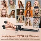 BESTOPE MIX háromcsöves hajhullámvas – 22 mm kerámia „mermaid waves” hajsütővas, gyorsfelfűtés (150°C / 210°C), rövid és hosszú hajra
