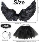 Sunshine Smile – Fekete angyal jelmez szett (3‑részes): 80 cm angyalszárny, 70–110 cm tüllszoknya, fekete glam stílus