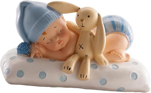 Dekora keresztelő tortadísz – kisfiú teddybárral, tortadekoráció babaváró alkalmakra
