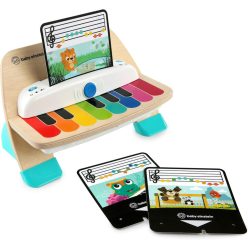   Baby Einstein Hape Magic Touch Piano fából készült hangszerek kisgyermekeknek, 2 játékmód, 6 dal, hangerőszabályzó, 6 hónapos kor +