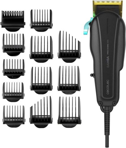 Cecotec Bamba PrecisionCare Pro Clipper titán hajvágó gép, professzionális kábel, titán bevonatú pengék, fekete színű, 12 fésű