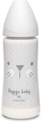 Suavinex Prémium kerek szilikon cumisüveg , 0% BPA, 360 ml, szürke