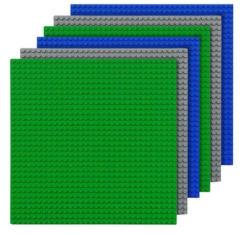 6 db-os  építőelem készlet, 25,5x25,5 cm, zöld, kék, szürke