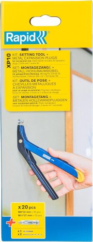 Rapid XP10 szerelőeszköz M4 és M5 fém tágulási dugókhoz, alkalmi rögzítési eszköz gipszkarton falakra, 20 db fém tágulási dugót tartalmaz (5001535)