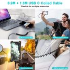 Android autós C típusú tekercskábel [0,9M+1,8M] USB A–USB C gyorstöltő kábel 