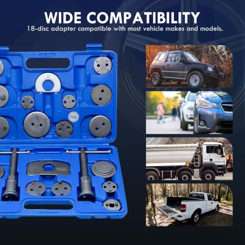 Univerzális, 22 db-os autó  fékdugattyús visszahúzó- kihúzó, lemezes  ,Nue VAG 3 tűs adapterrel