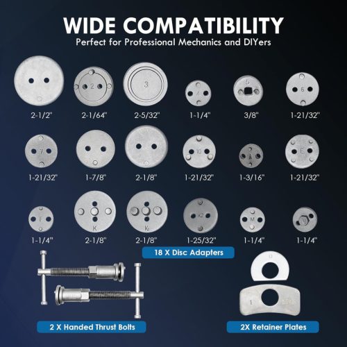 Univerzális, 22 db-os autó  fékdugattyús visszahúzó- kihúzó, lemezes  ,Nue VAG 3 tűs adapterrel