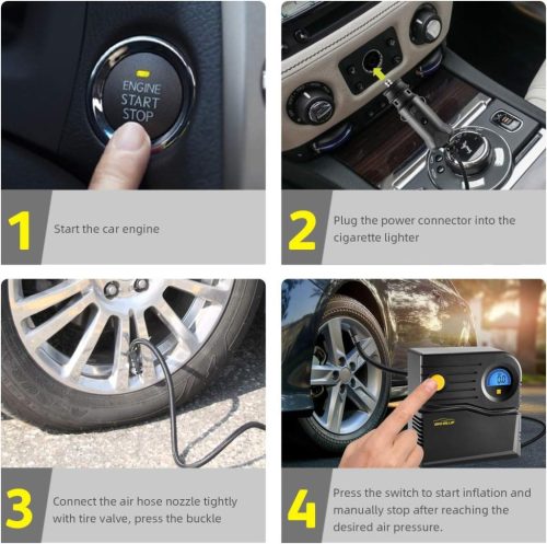 WindGallop kisméretű hordozható légkompresszor 12V DC