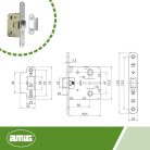 Amig - Mod. 2000 | Belső ajtózár | Sárgaréz bevonatú acél horonyzárás | Bemenet 50 mm | Kivitel: Matt Inox- csomagolás sérült