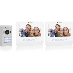   Smartwares DIC-22222 Video Intercom rendszer, 720p HD, 7" (17,8 cm) LCD monitor, Pan/billent kamera, Automatikus felvétel funkció, Éjszakai látás, 2 lakásos készlet, Ezüst HASZNÁLT