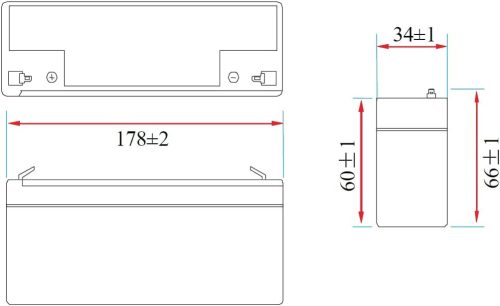 TECNID Újratölthető ólom akkumulátor 23724 12 V, 2,2 Ah. Ideális UPS-hez,-Csomagolás sérült