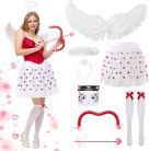 Ulikey női Amor (Cupido/Angyal) jelmez – tüllszoknyás tutu, szárnyakkal, arany glóriával, nyilakkal-bogennel – (S méret)