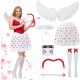 Ulikey női Amor (Cupido/Angyal) jelmez – tüllszoknyás tutu, szárnyakkal, arany glóriával, nyilakkal-bogennel – (S méret)