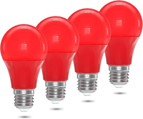 Klarlight 9W E27 színes LED izzók, 9w, A60/A19, izzólámpa, piros, E26, 720lm (4 db-os csomag)