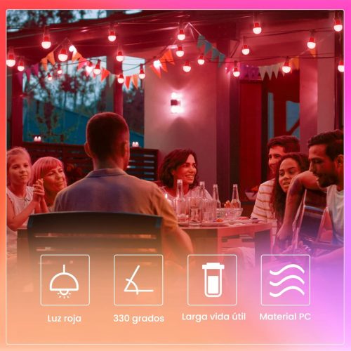 Klarlight 9W E27 színes LED izzók, 9w, A60/A19, izzólámpa, piros, E26, 720lm (4 db-os csomag)