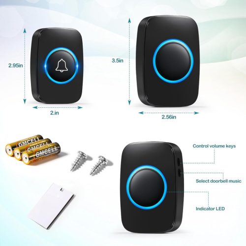 Blendura Vezeték nélküli kapucsengő,IP44-fekete