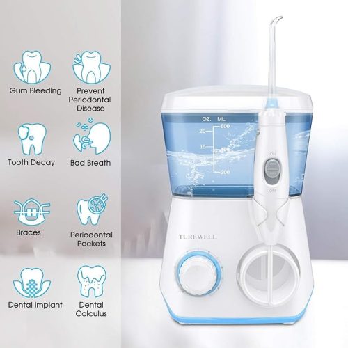 TUREWELL szájzuhany – 8 fúvókás, 10 fokozatú fogtisztító irrigátor