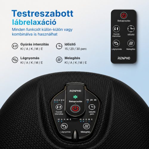 RENPHO Lábmasszírozó hőfunkcióval – Shiatsu dagasztás, kompresszió, 3 intenzitás