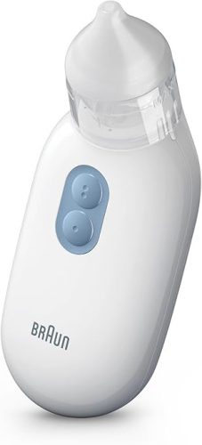 Braun Nasensauger 1 – Elektromos orrszívó, 2 szívóerő-fokozat, két méretű orrfej – baba, gyermek és újszülött számára,