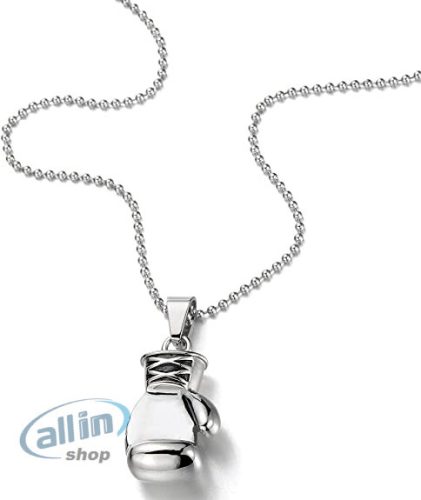 COOLSTEELANDBEYOND boxkesztyű, rozsdamentes acél nyaklánc férfiaknak Acrílica medál 60 cm-es acél golyós lánccal 